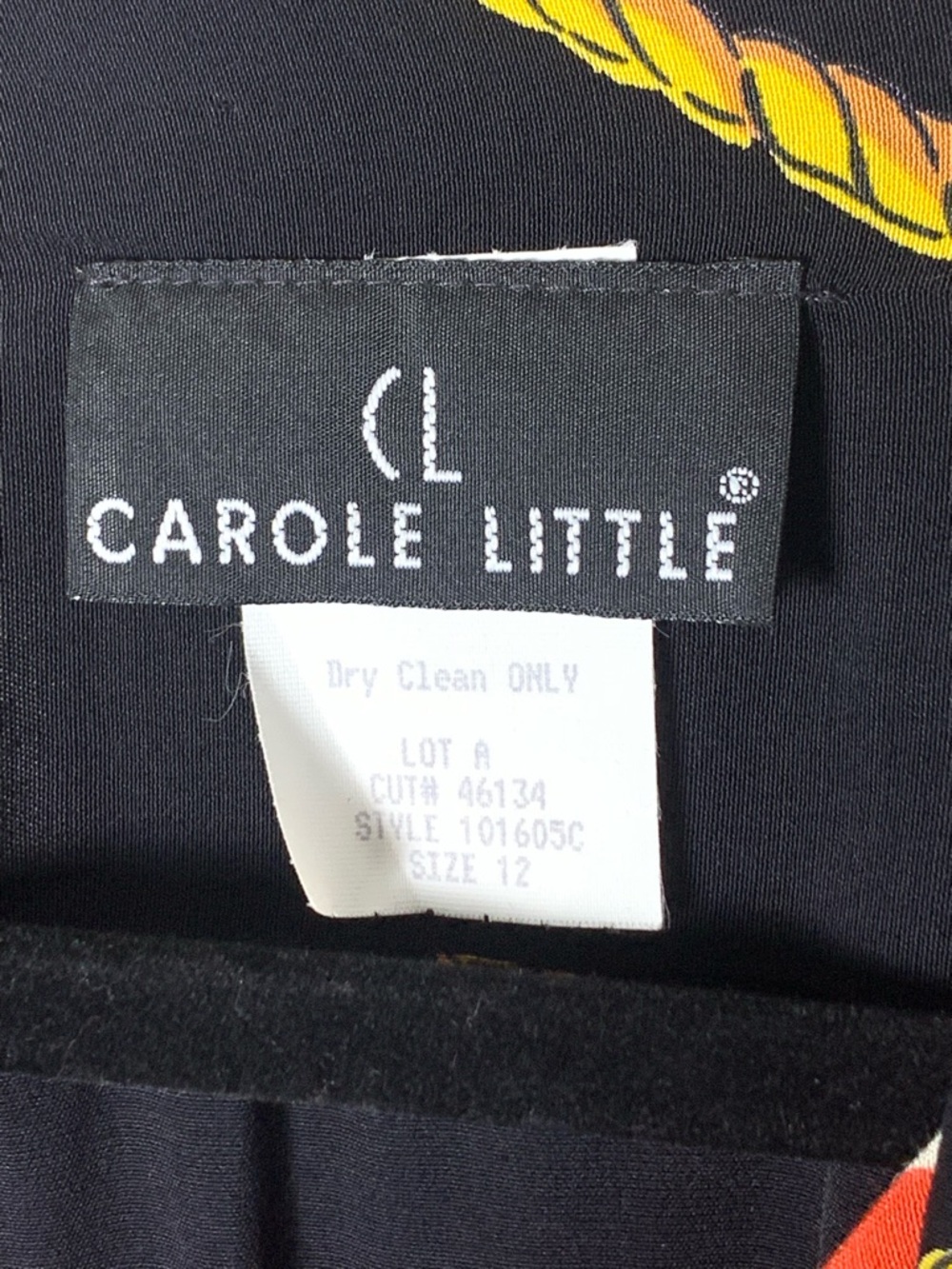 Women's Black Multi-Color Satin Button-Front Tie Blouse - Picture 12 of 15